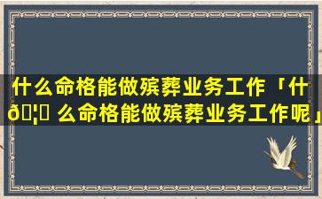什么命格能做殡葬业务工作「什 🦊 么命格能做殡葬业务工作呢」